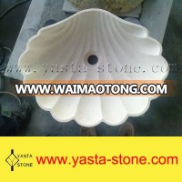 Unique Shell Shaped Beige Marble Bathroom Sink