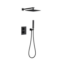 LESUN hotel matte black wall mounted bathroom rain shower with with handheld shower head mixer shower system set