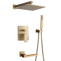 Wall Mounted bathroom top sprayer shower Brushed gold  Shower Faucet set