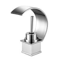 Bathroom Waterfall Basin Tap Deck Mounted Single Hole Chrome Basin Faucet