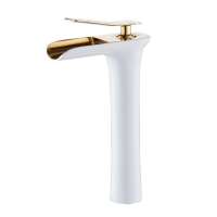 TB-KQ301WGH Tengbo 2019 fashion design gold tall wash basin faucet white