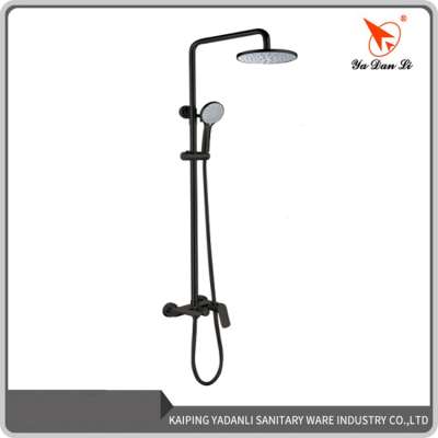 Kaiping factory high quality solid brass round matte black shower faucet with overhead shower and handheld shower