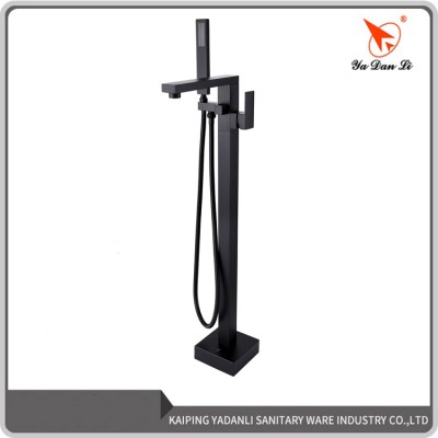 Square shape waterfall freestanding tub faucet black