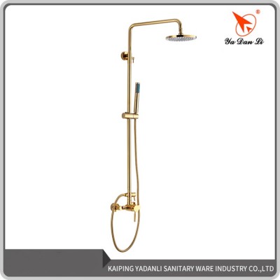 Exposed Wall Mounted Handshower Rain Shower Mixer Gold