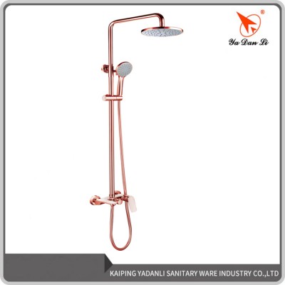 Exposed Solid Brass Rose Copper Rain Shower Mixer & Bath Spout