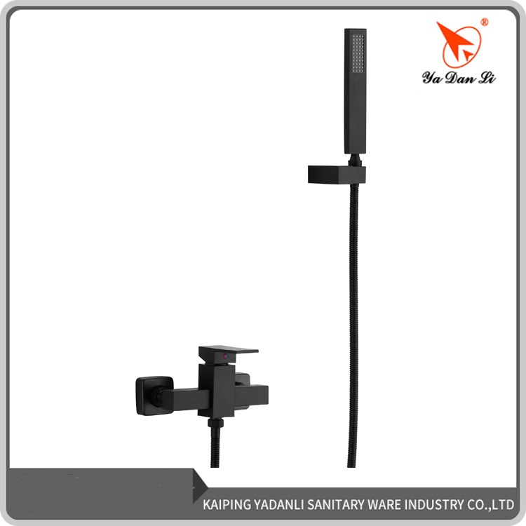 brass in wall single lever hidden black hand shower faucet set